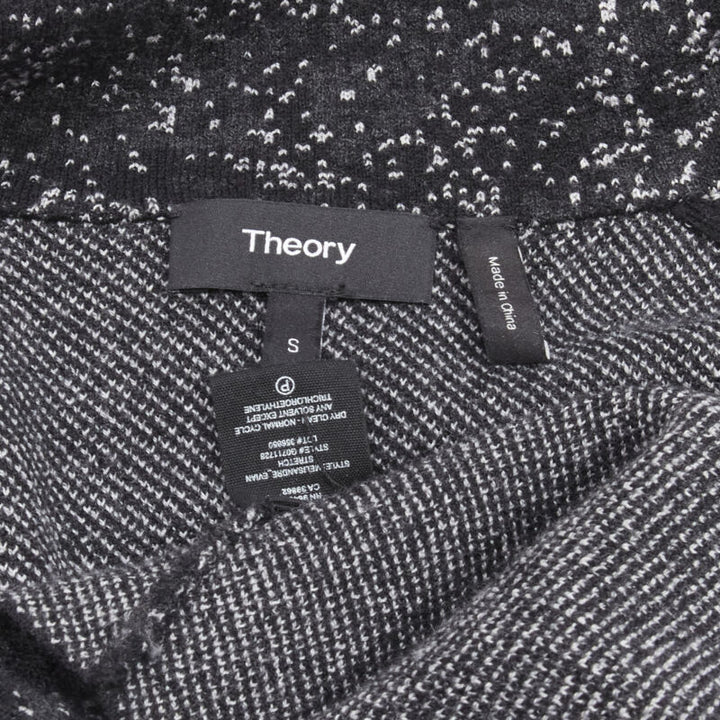 THEORY black grey speckle wool blend knitted robe coat S