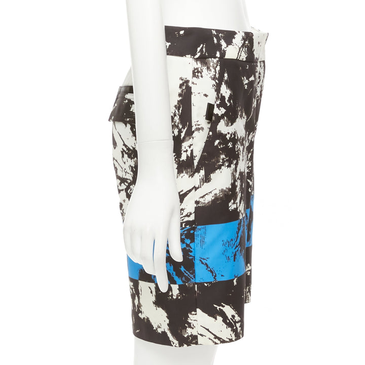 ALEXANDER WANG Runway  blue black white geometric Bermuda shorts US0 XS