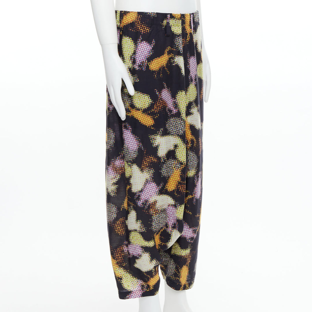 ISSEY MIYAKE MEN multicolour abstract print asymmetric harem pants