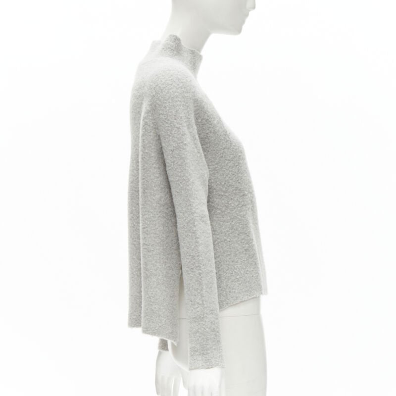 THEORY grey wool blend fuzzy stand collar step hem sweater XS