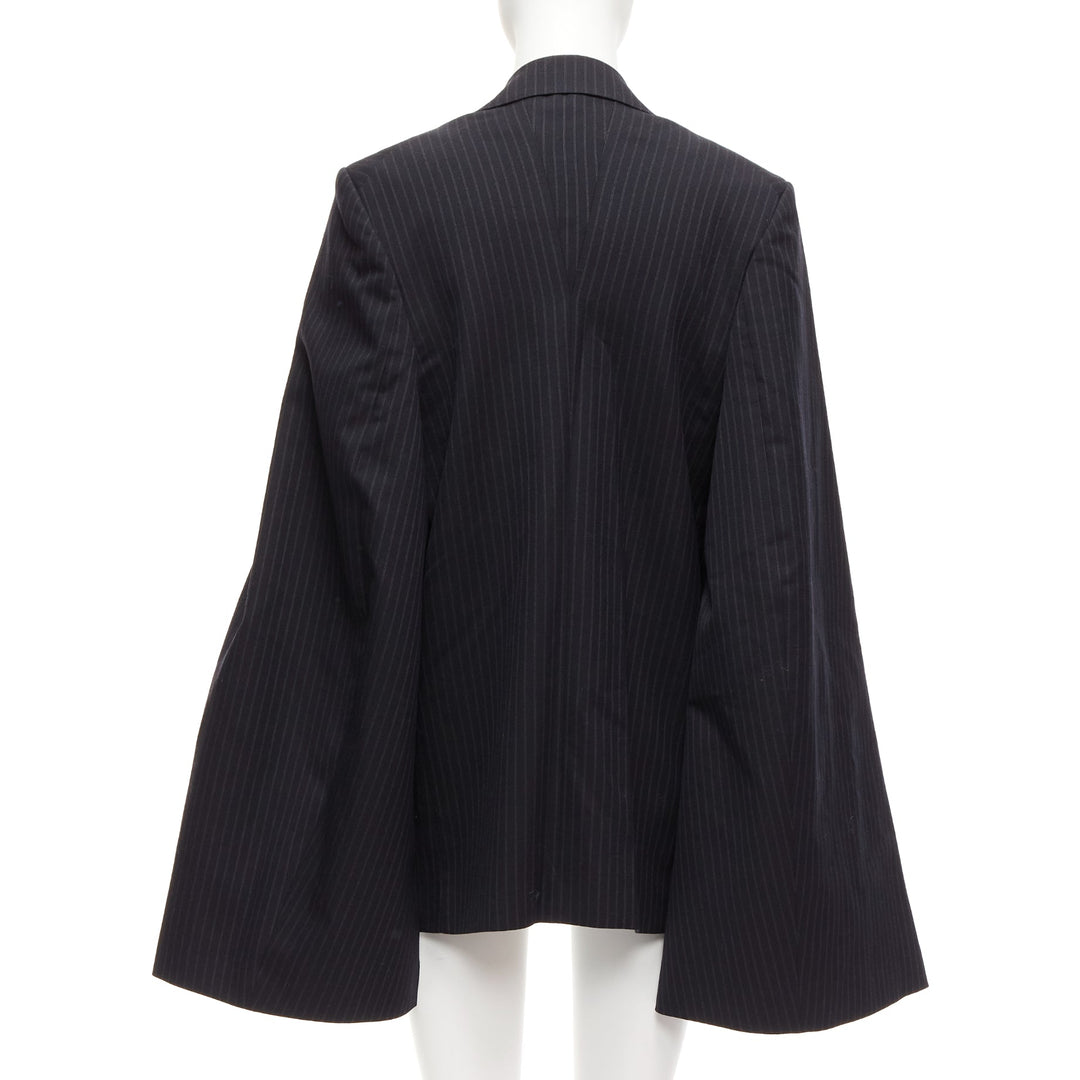 JUNYA WATANABE 2018 grey pinstripe wool blend cape sleeve boxy blazer S