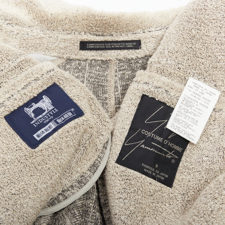 YOHJI YAMAMOTO Costume D'Homme beige linen blend jersey blazer JP3 L