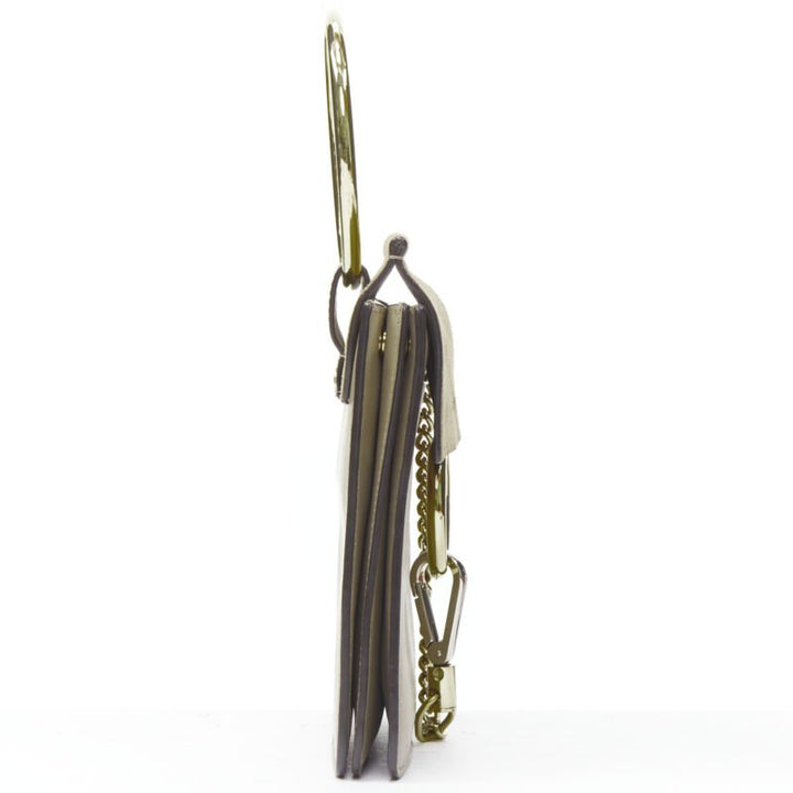 CHLOE Faye gold bangle bracelet ring chained crossbody grey suede leather bag