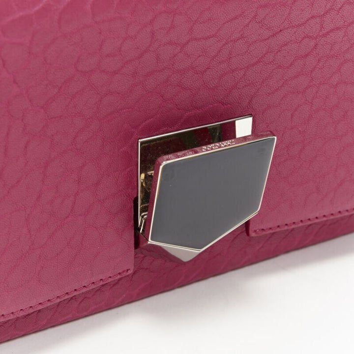 JIMMY CHOO Lockett Petite fuschia pink grainy leather buckle shoulder bag