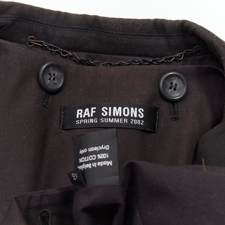RAF SIMONS 2002 cotton black detachable layered longline coat jacket IT46 S