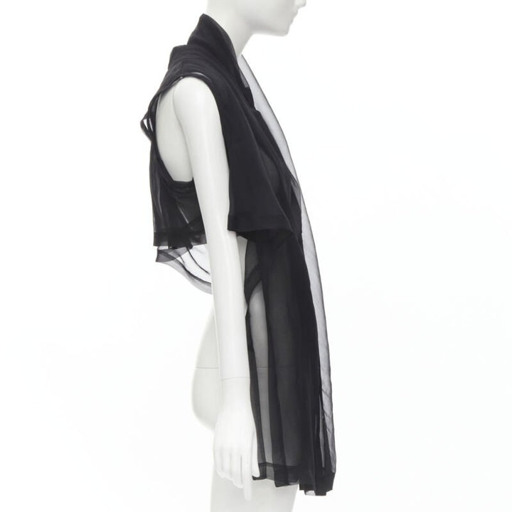 COMME DES GARCONS 1990 Vintage black sheer  deconstructed layered shirt S