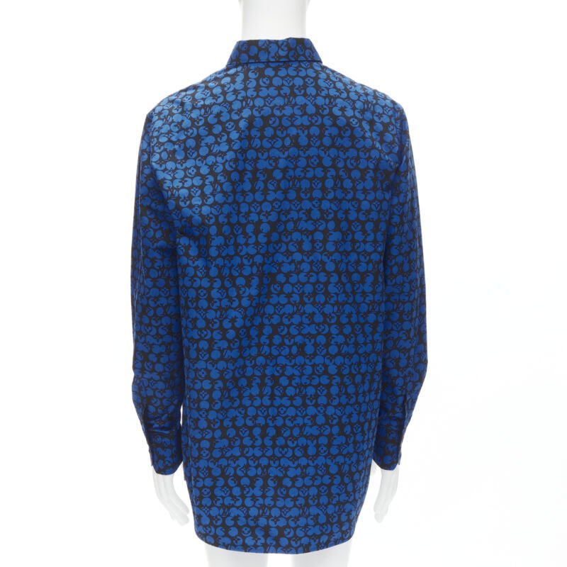 LOUIS VUITTON Virgil Abloh black blue polka dot LV monogram oversized shirt L