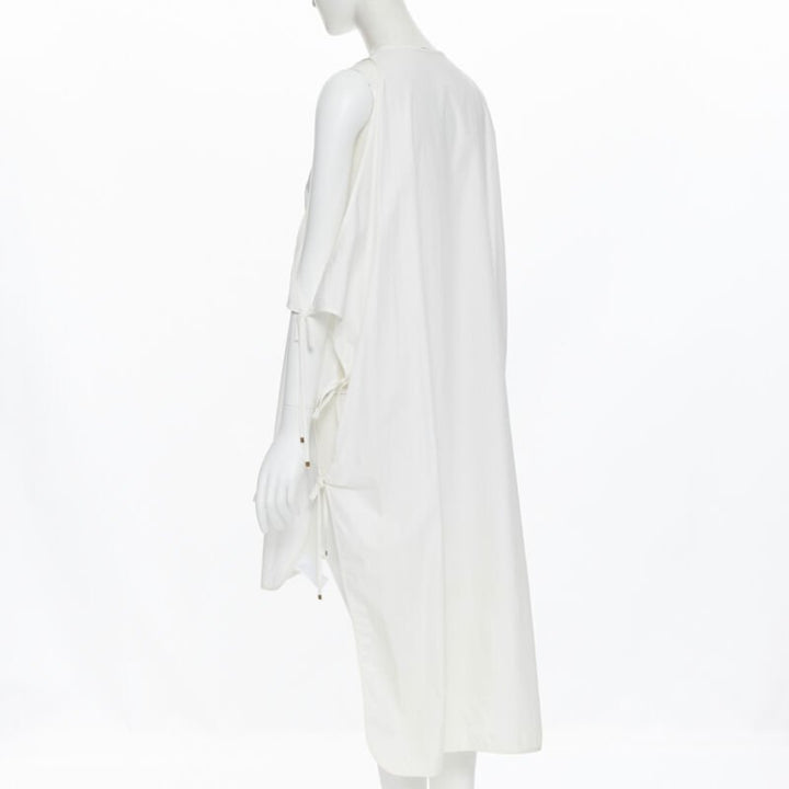 ROSETTA GETTY white cotton gold harware tie side high low casual dress XS