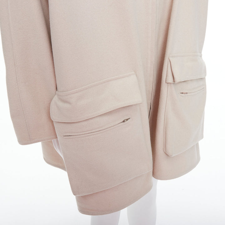 YOHJI YAMAMOTO stone grey wooly pocketed zip up boxy coat M