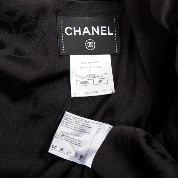CHANEL 10A Paris Shanghai Runway black metallic checked qipao coat FR40