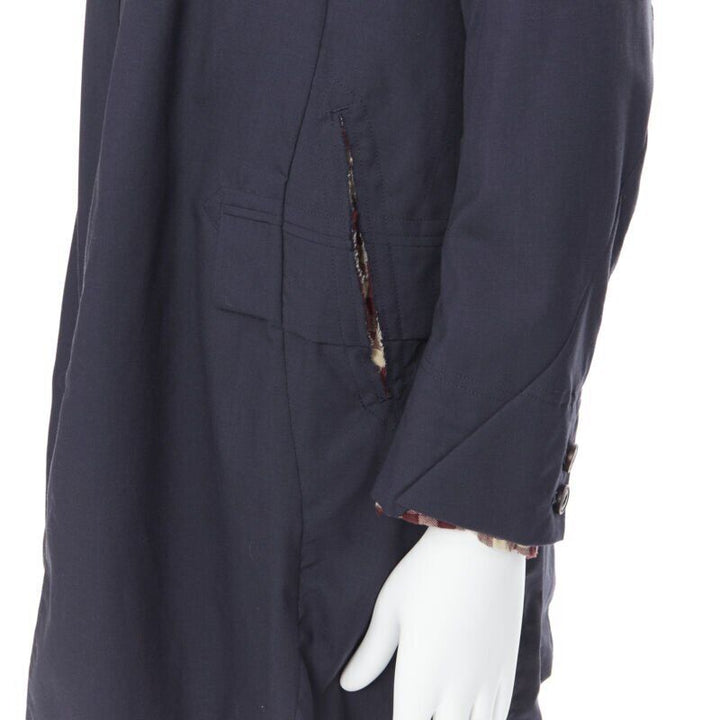 THE SOLOIST TAKAHIRO MIYASHITA navy cotton deconstructed curved seams coat S