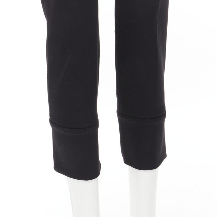 PRADA black wool buckle belt tapered cropped pants XS