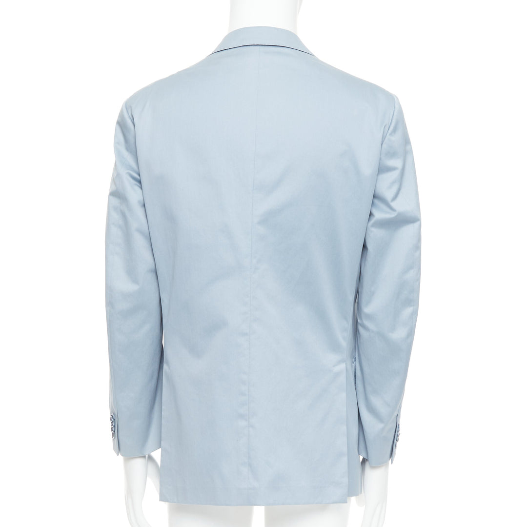 ERMENEGILDO ZEGNA light blue cotton handstitched lapel pockets blazer IT50 L