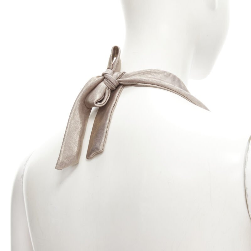 DIANE VON FUSTENBERG Carolette liquid metal gold halter backless jumpsuit S