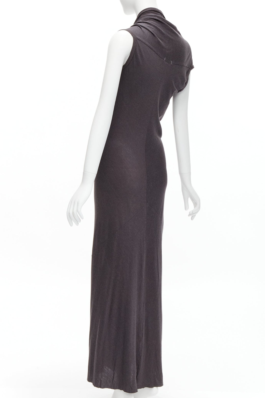 COMME DES GARCONS 1998 Vintage grey cowl neck flutter seam 3D cut midi dress S