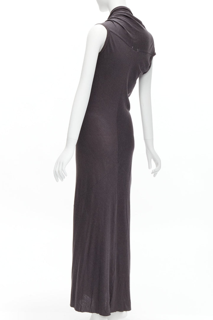 COMME DES GARCONS 1998 Vintage grey cowl neck flutter seam 3D cut midi dress S