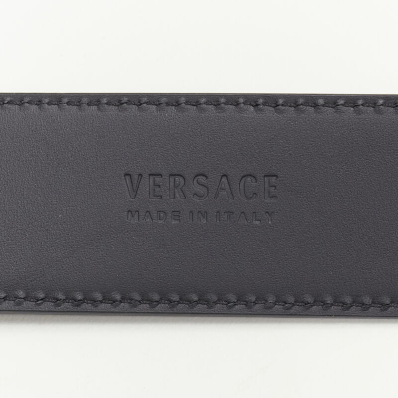 VERSACE Medusa Biggie crystal gold Medallion coin leather belt 115cm 44-48"