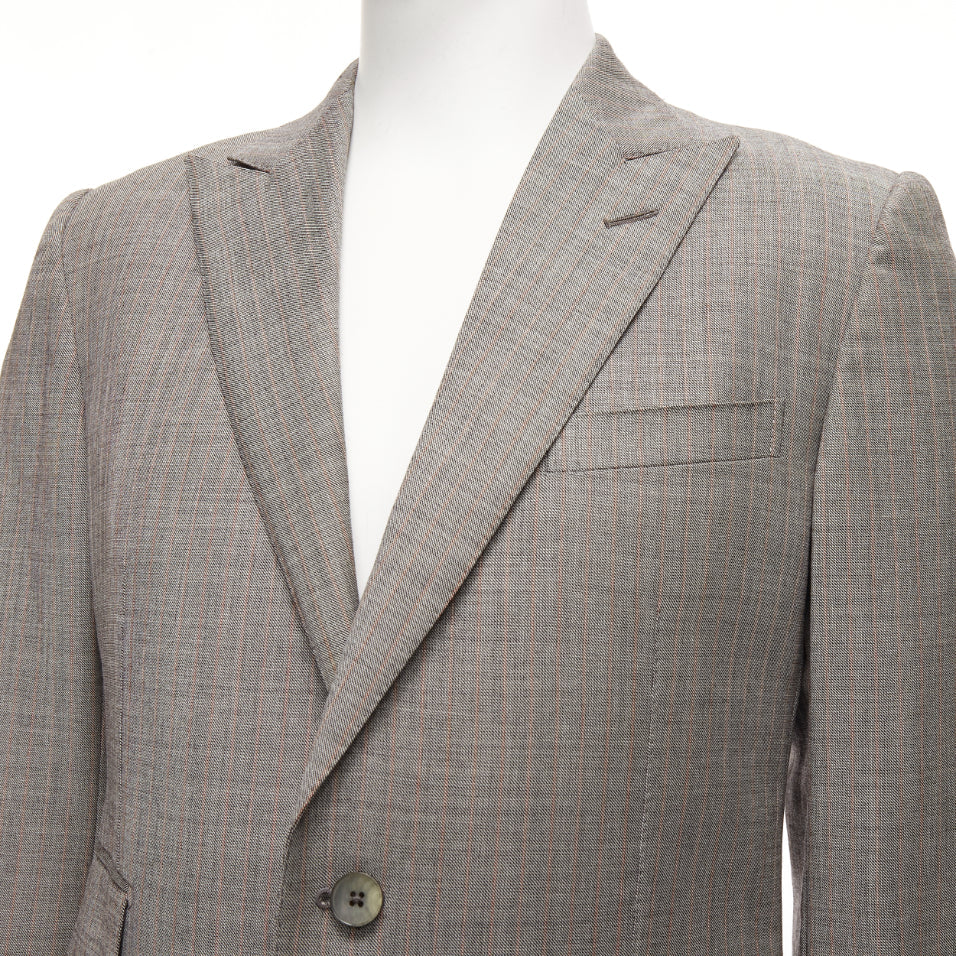 GUCCI 100% wool grey red checkered pocketed boxy long sleeve blazer IT50 L