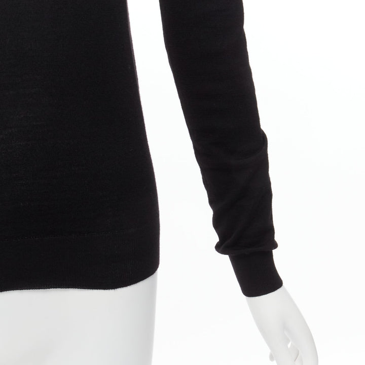 LANVIN 2011 black merino wool silk balloon puff sleeve turtleneck sweater S