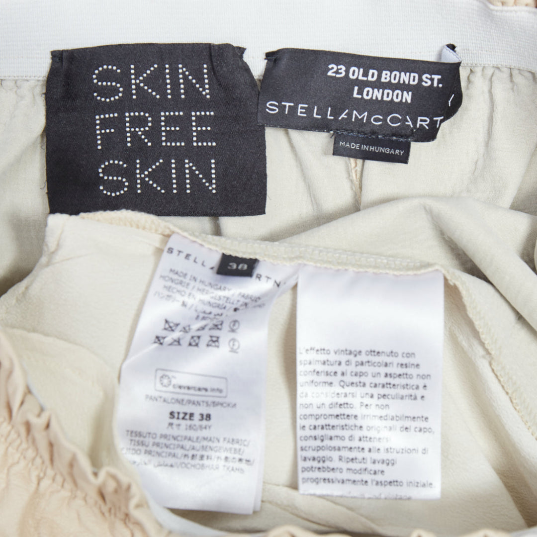 STELLA MCCARTNEY Skin Free Skin beige faux leather pocketed shorts  IT38 XS