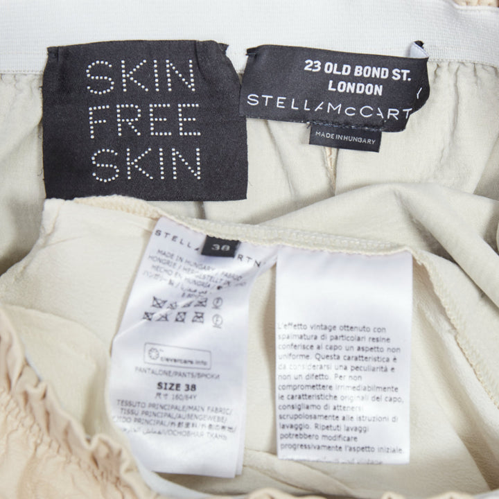 STELLA MCCARTNEY Skin Free Skin beige faux leather pocketed shorts  IT38 XS