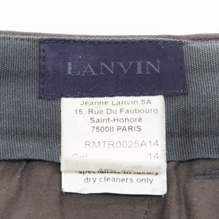 LANVIN grey acetate blend pleated front back pockets cuffed pants IT46 S
