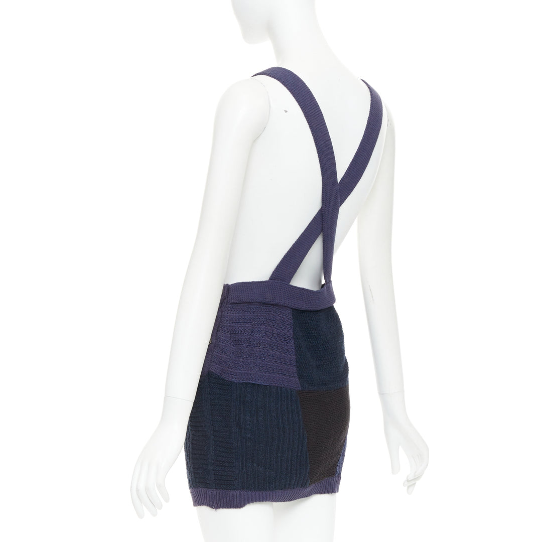 3.1 PHILLIP LIM Patchwork Jumper Dress black ink blue knitted cotton wool XS