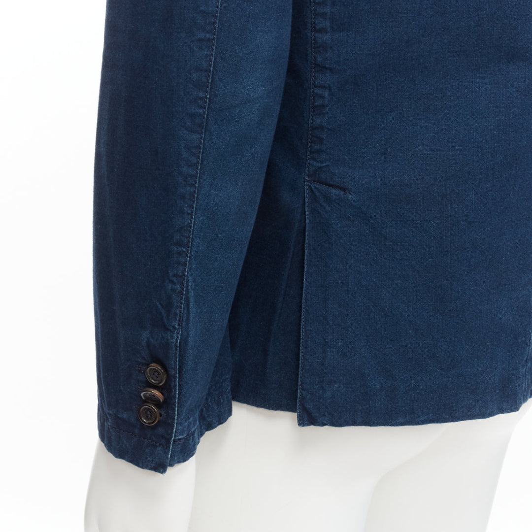 PRADA 2013 dark blue cotton denim minimal single breast blazer jacket IT50 L
