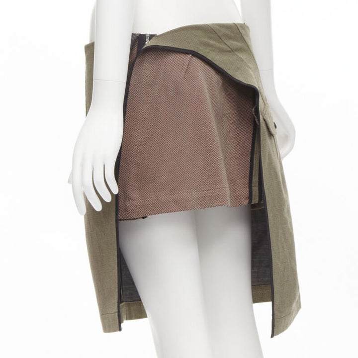 vintage JUNYA WATANABE 1997 wool green red deconstructed asymmetric mini skirt M