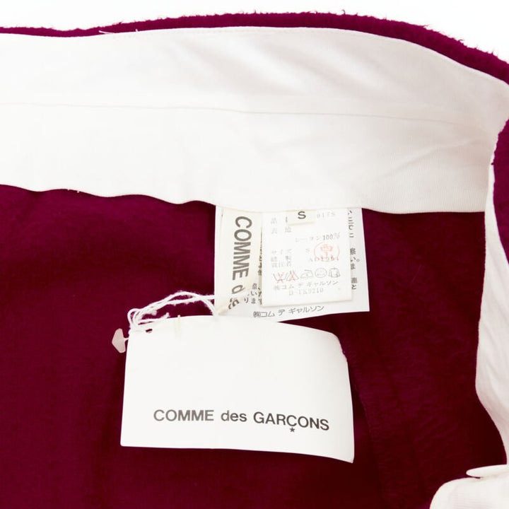 COMME DES GARCONS 1994 red boiled wool diagonal pleat draped midi skirt S