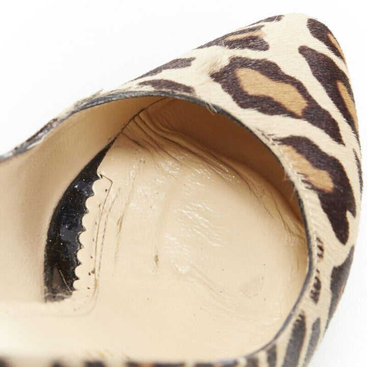 CHARLOTTE OLYMPIA Dolly brown leopard pony hair patent platform pump EU36.5