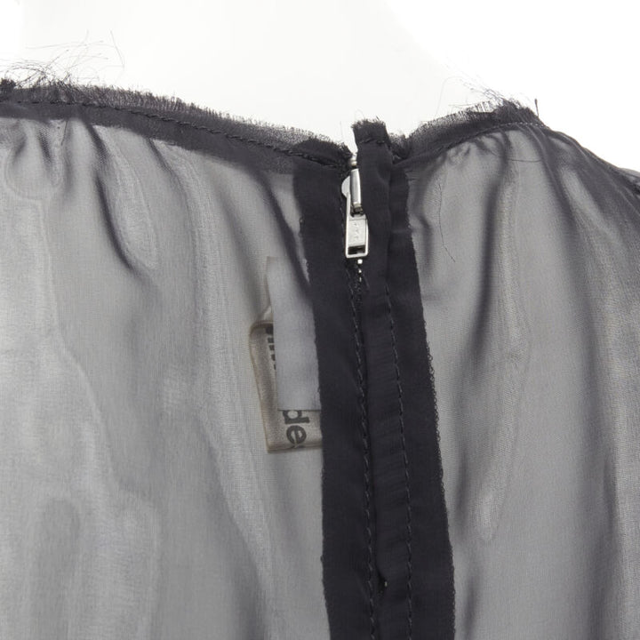 COMME DES GARCONS 2009 black sheer velvet patchwork bumps raw sleeveless vest M