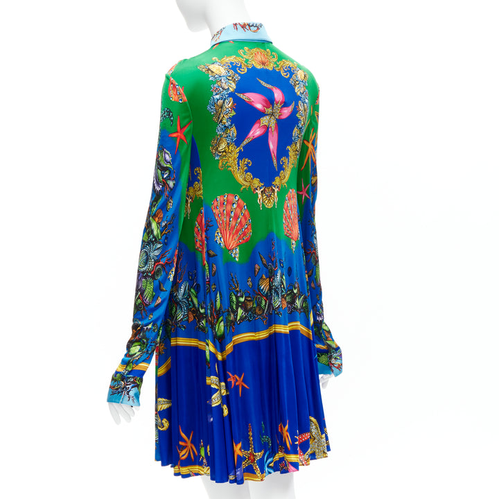 VERSACE 2021 Tresor De La Mer green blue starfish print casual dress IT44 L