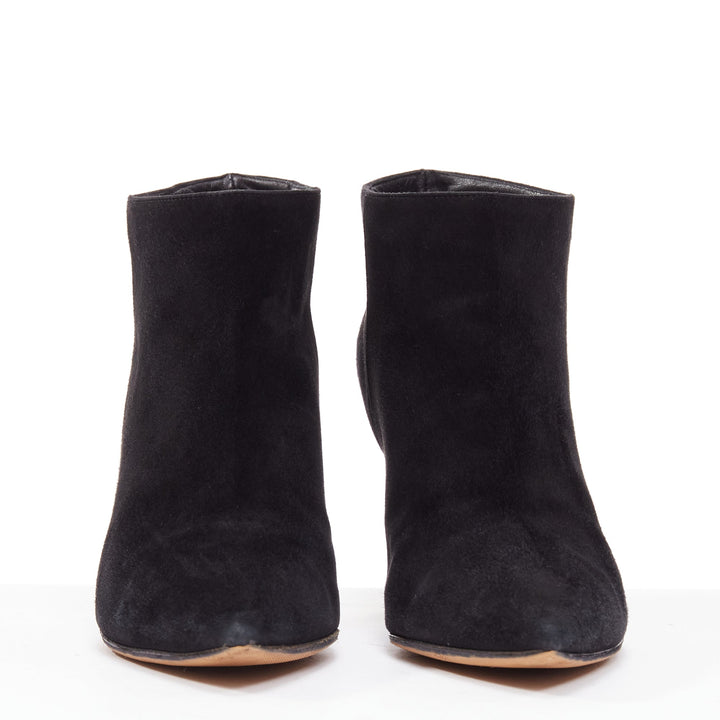GIANVITO ROSSI Stilo black suede leather pointy toes ankle booties EU37.5