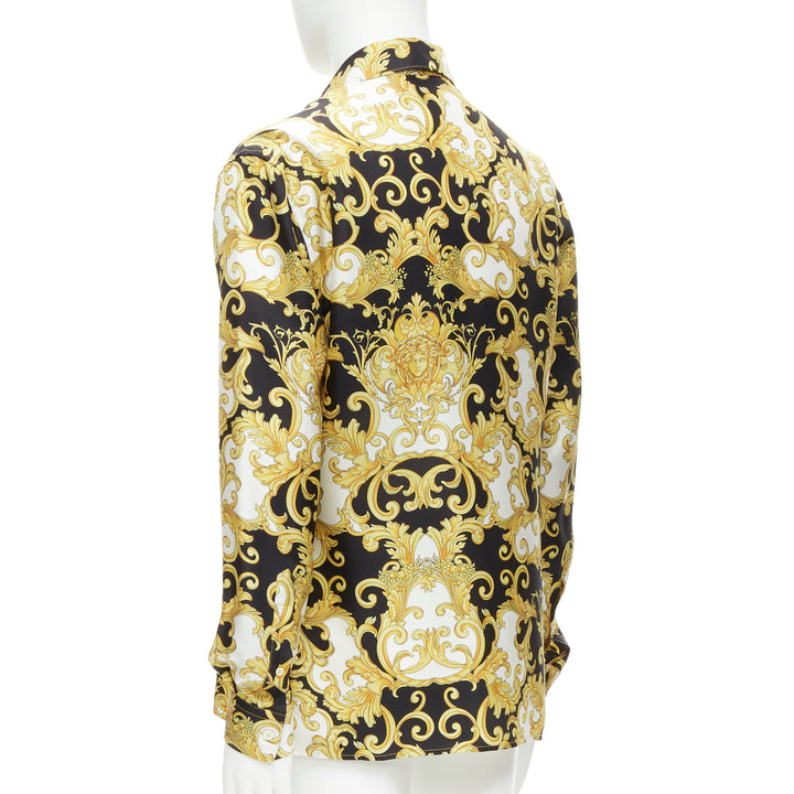 VERSACE 2022 Renaissance Barocco 100% silk gold signature shirt IT52 XL