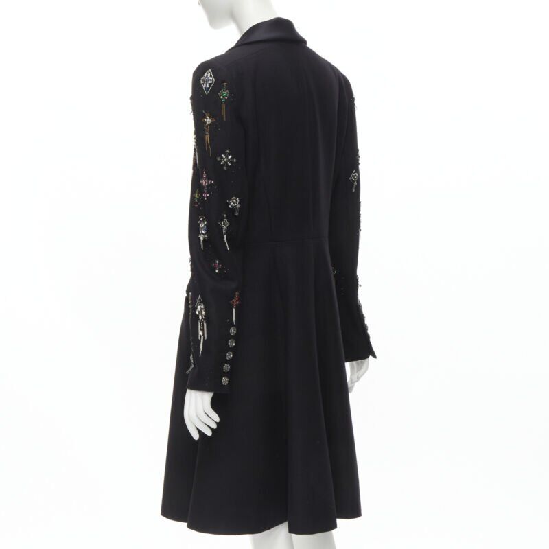 Runway CHANEL Paris London Metier D'art Lesage Punk cashmere coat FR40