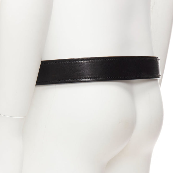 OLD CELINE Phoebe Philo black leather magic tape minimal classic wide belt M
