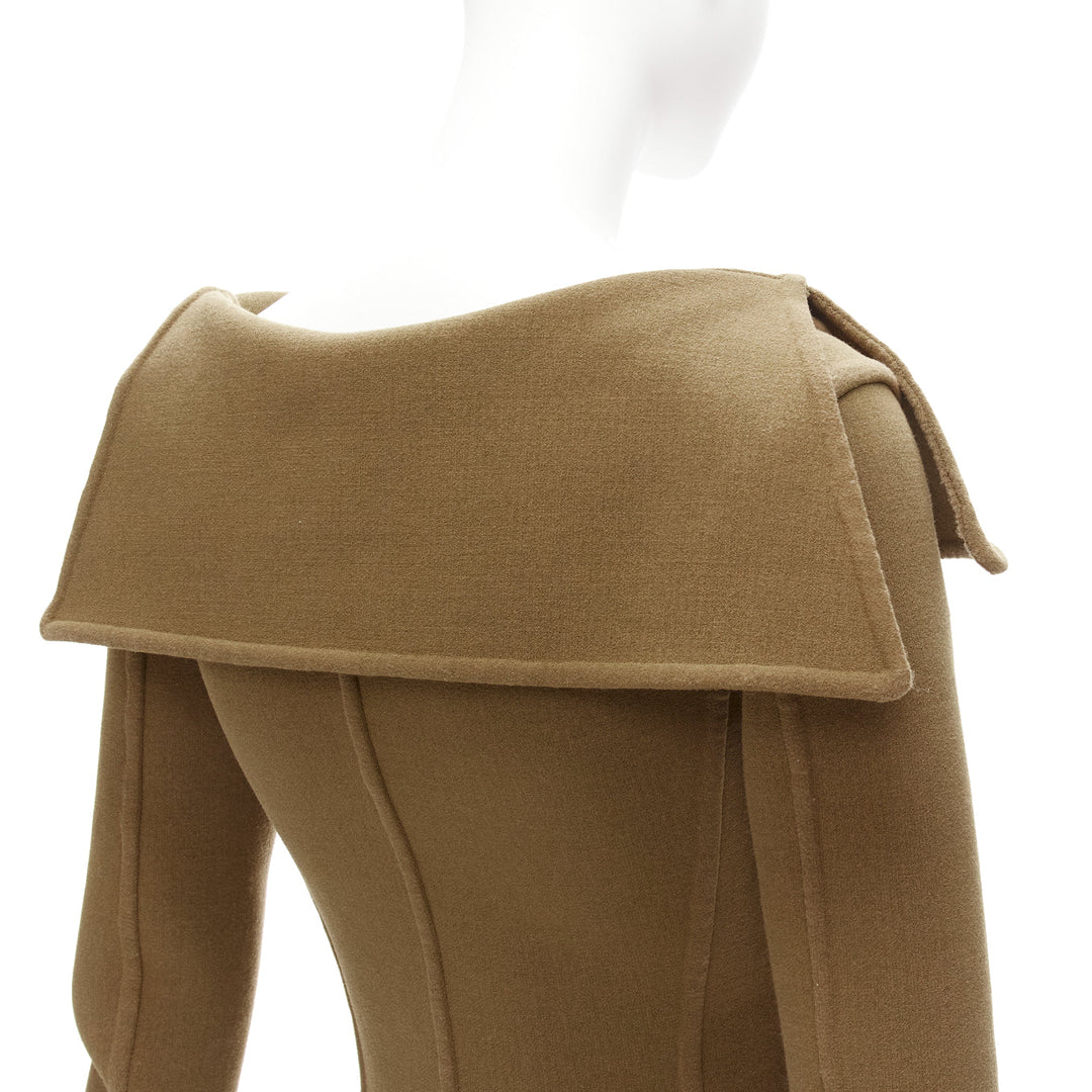 OLD CELINE Phoebe Philo 2014 Runway brown wool foldover collar jacket FR34 XS