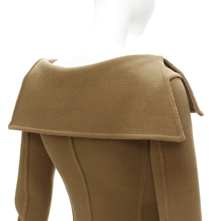 OLD CELINE Phoebe Philo 2014 Runway brown wool foldover collar jacket FR34 XS