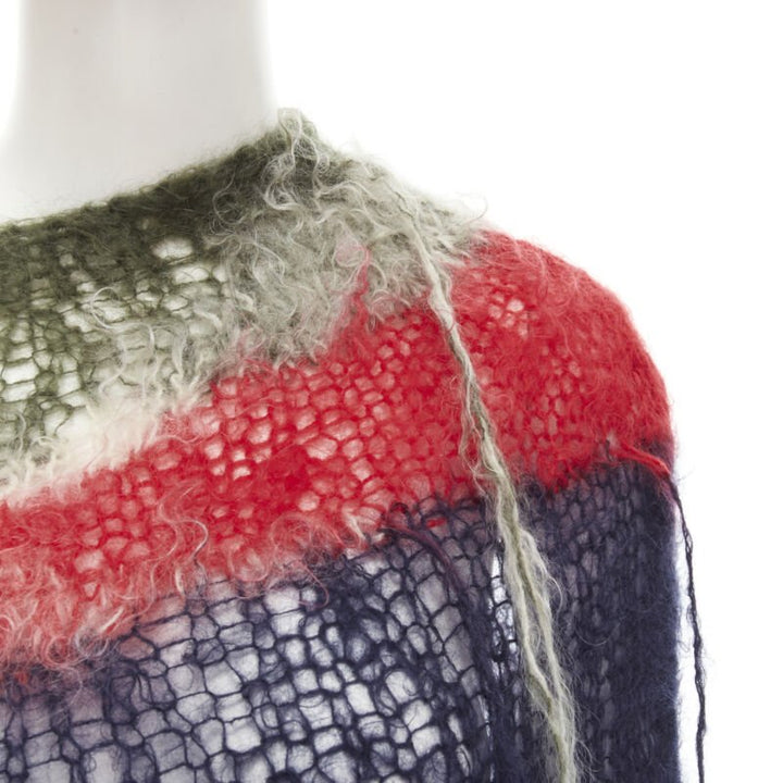 JUNYA WATANABE 2006 Runway punk loose knit wool distressed punk sweater M