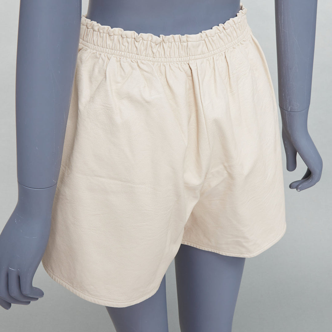 STELLA MCCARTNEY Skin Free Skin beige faux leather pocketed shorts  IT38 XS