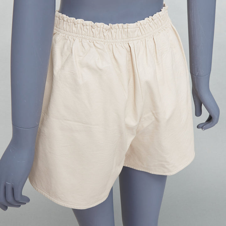 STELLA MCCARTNEY Skin Free Skin beige faux leather pocketed shorts  IT38 XS