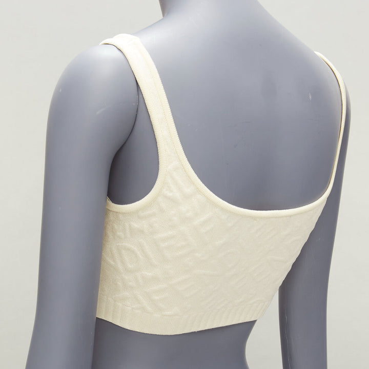 FENDI SKIMS cream logo jacquard scoop neck bralette crop top IT36 XXS