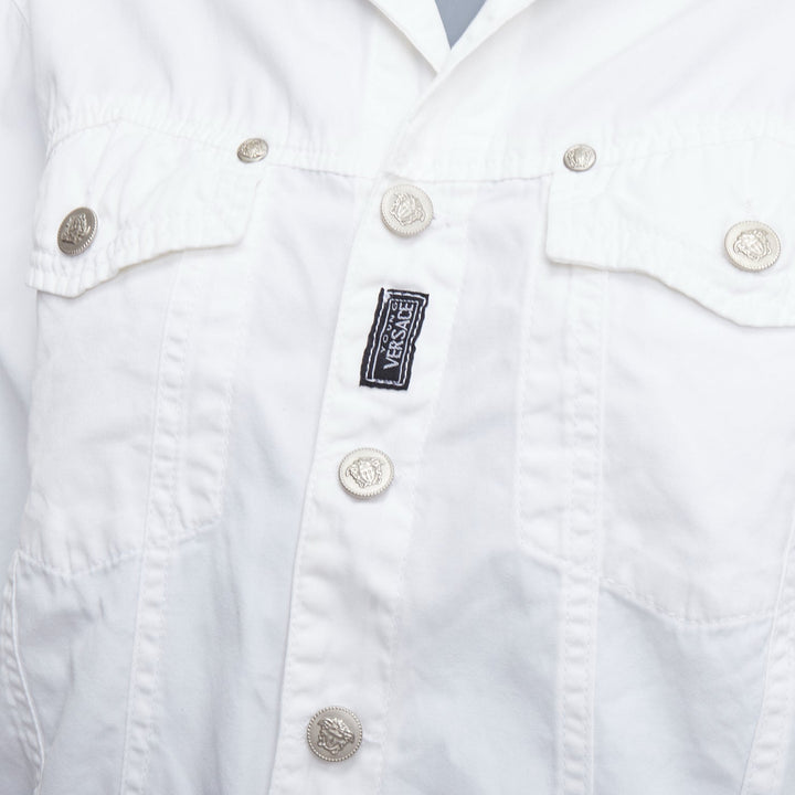 VERSACE YOUNG Vintage white silver medusa logo button jacket