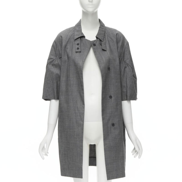 MARNI grey virgin wool curved rounded short sleeve cocoon coat IT38 XS