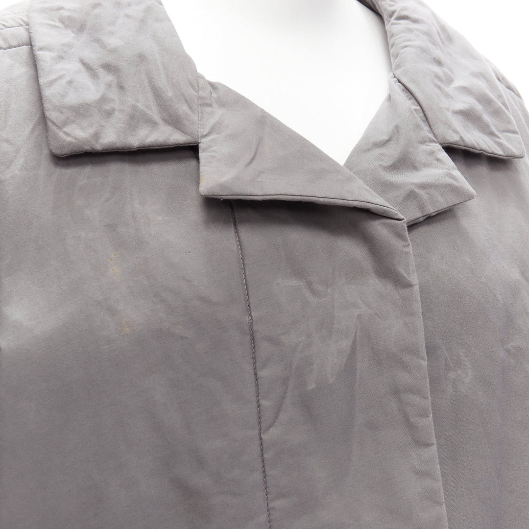 MARNI grey washed cotton brown lined padded cocoon MA1 jacket IT36 XS
