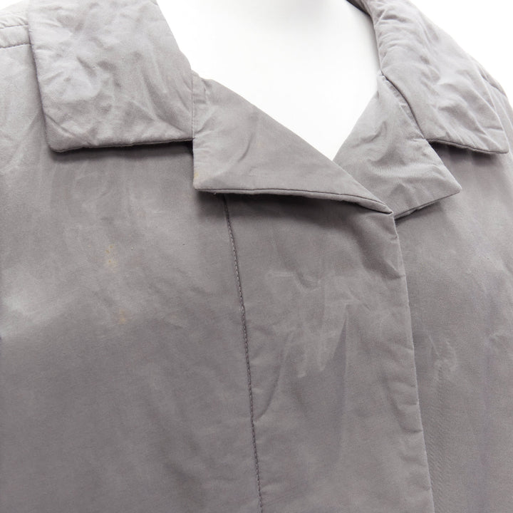 MARNI grey washed cotton brown lined padded cocoon MA1 jacket IT36 XS