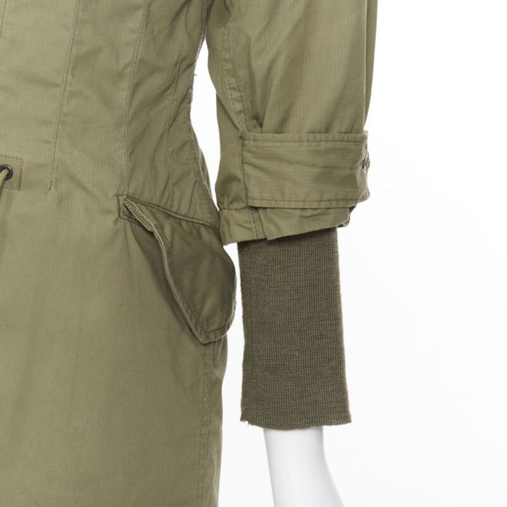 JUNYA WATANABE 2010 green cotton fitted waist fisherman parka coat XS
