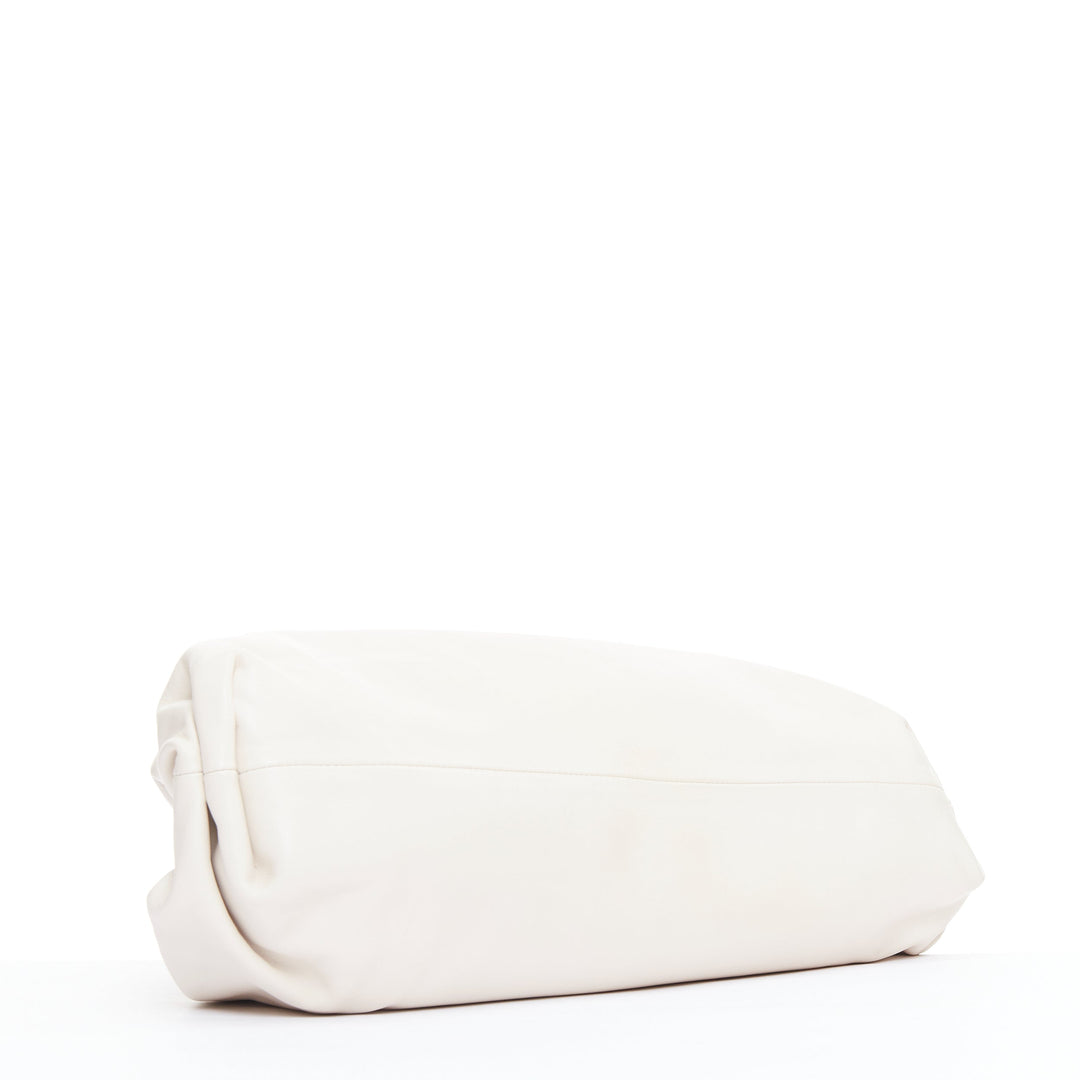 BOTTEGA VENETA Pouch off white cream soft leather oversized clutch bag