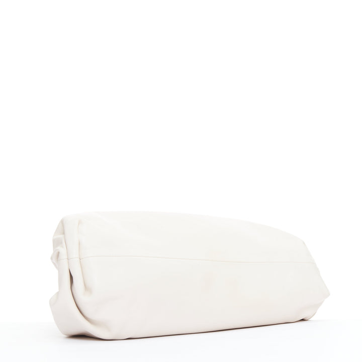 BOTTEGA VENETA Pouch off white cream soft leather oversized clutch bag